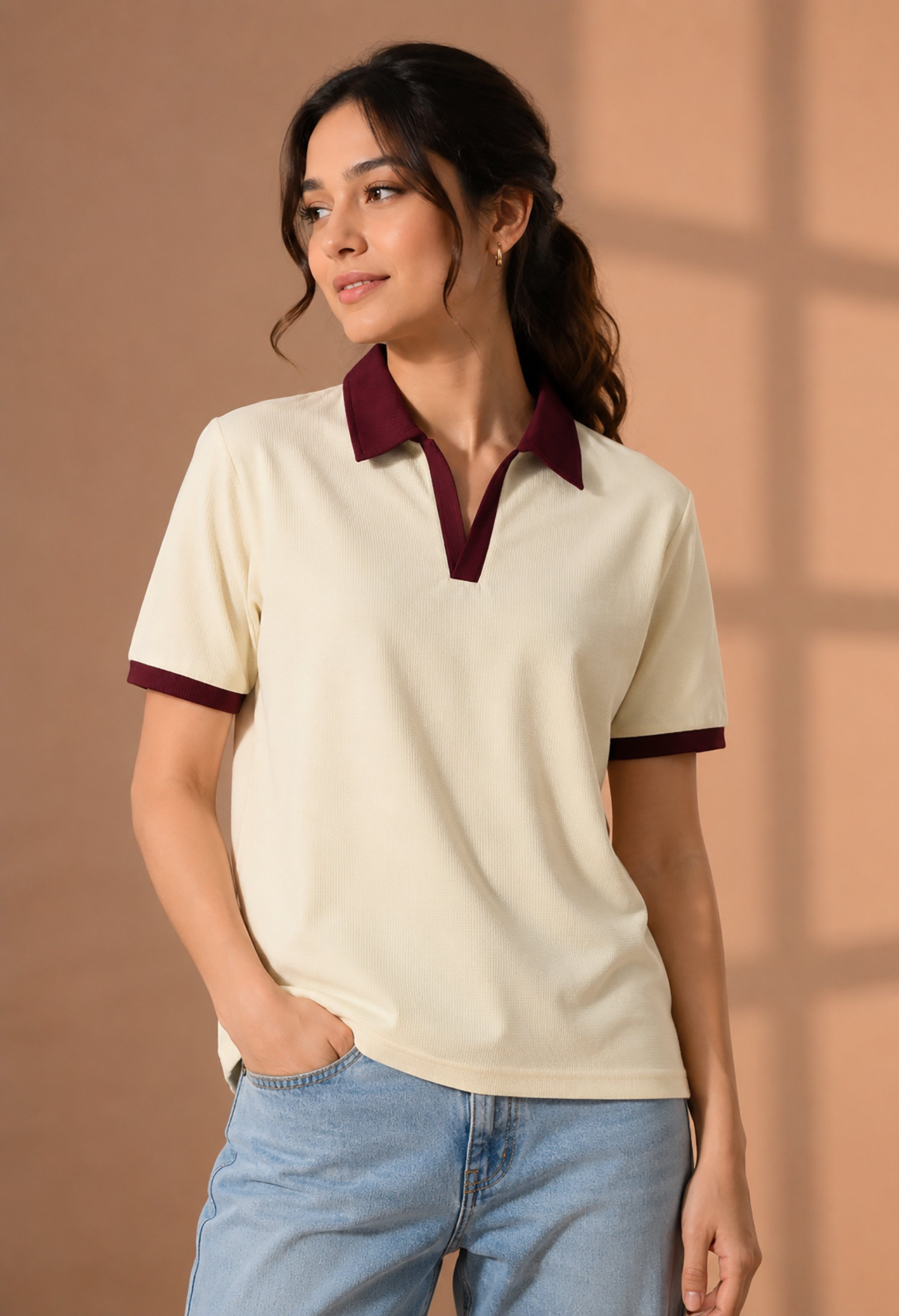 Women Solids Polo T-Shirt