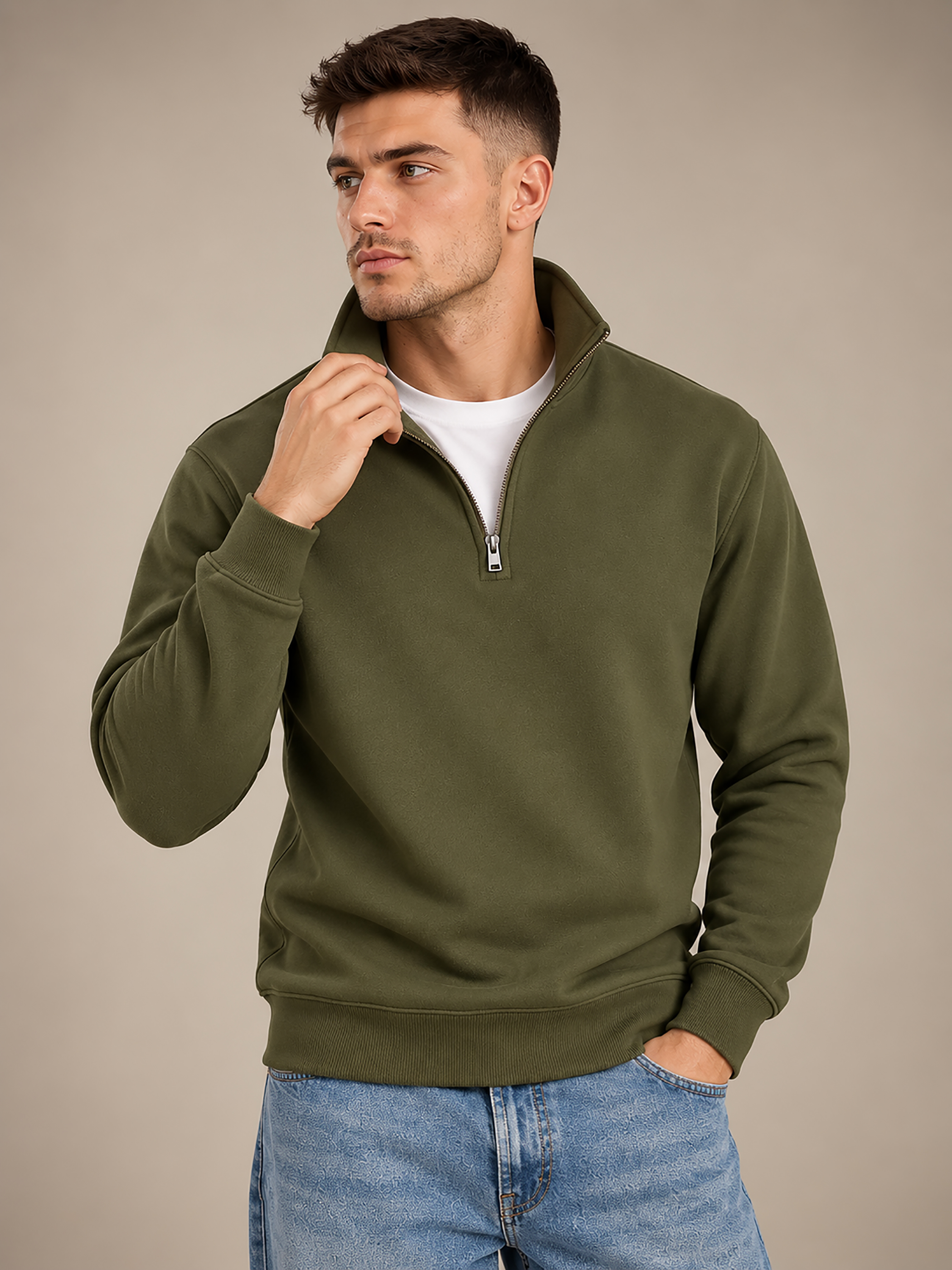 Men Solids Sweatshirt