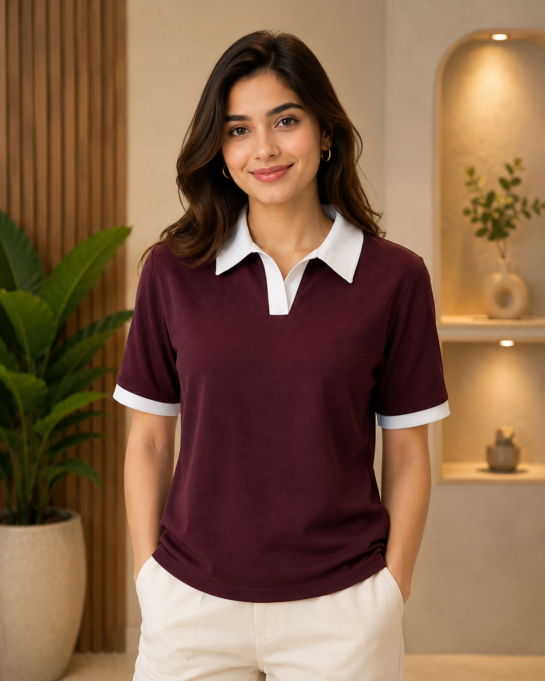 Women Solids Polo T-Shirt