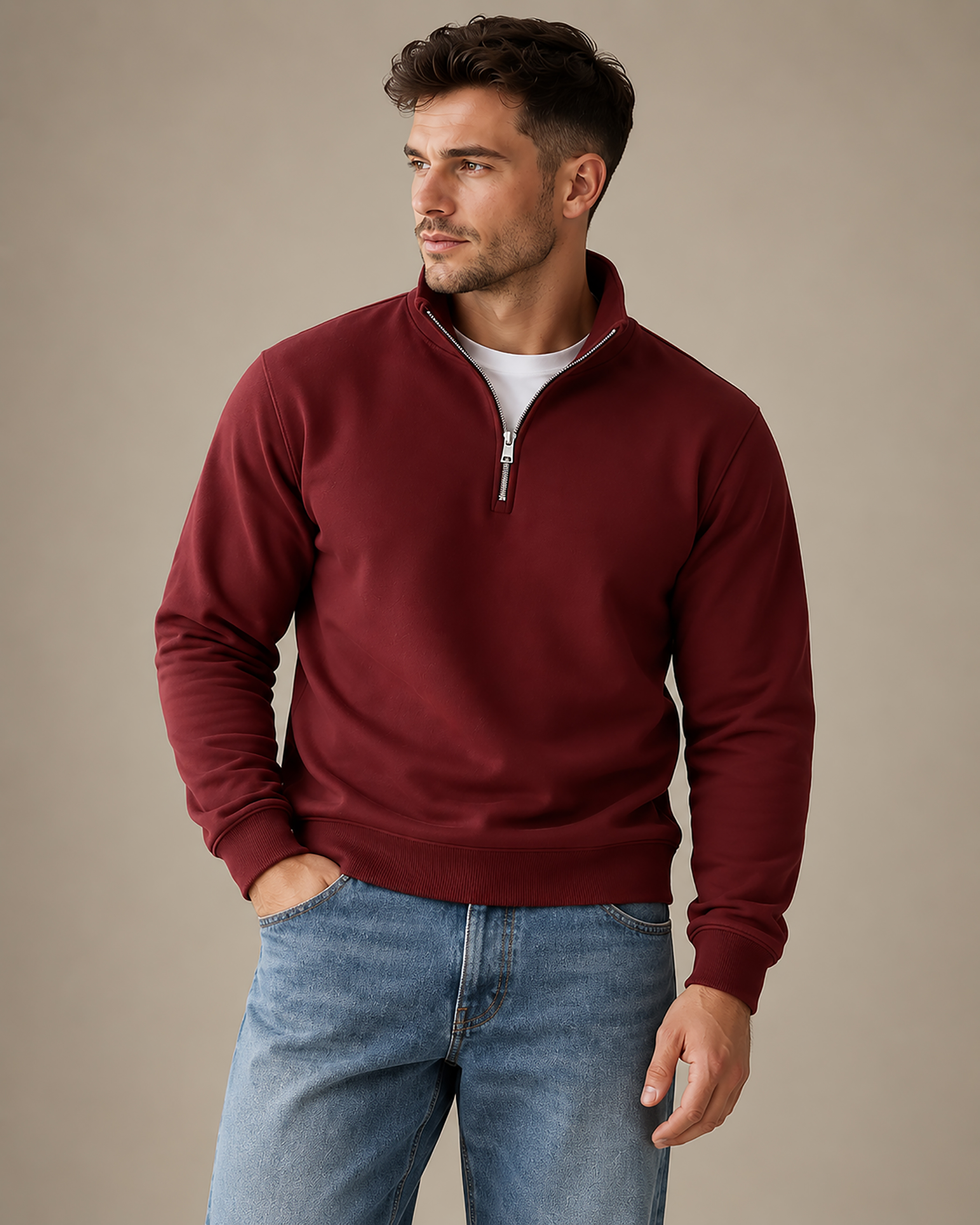 Men Solids Sweatshirt