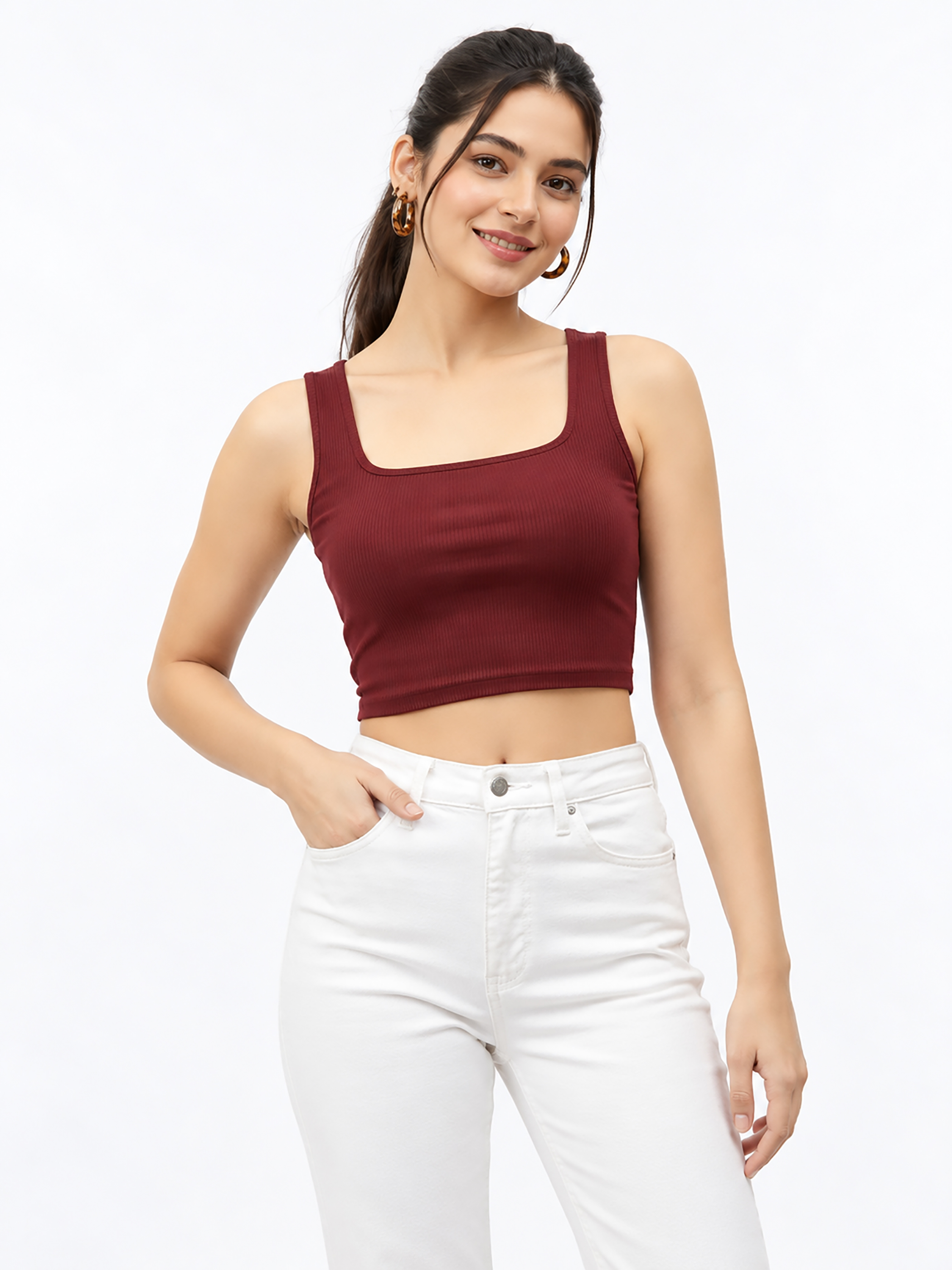 Women Solids Crop Top
